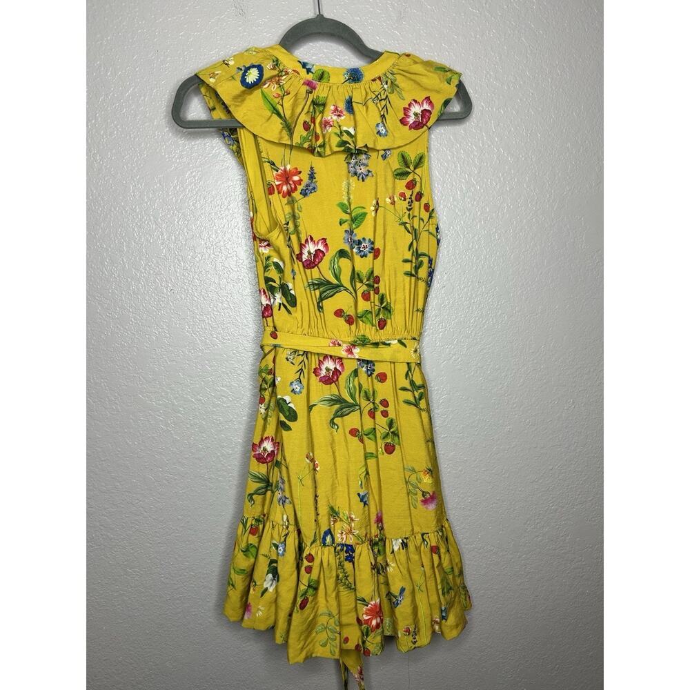 Anthropologie Yellow Floral Ruffle Mini Dress - Picture 3 of 11